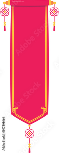 Red Chinese Scroll Banner Ornament Illustration