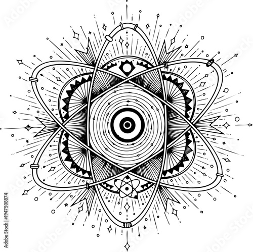 Mystical Atom Symbol Illustration