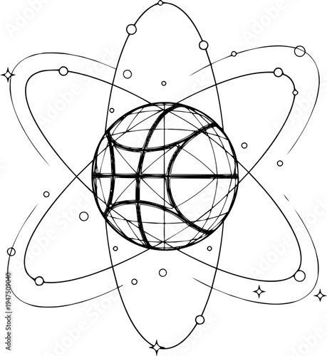 Abstract Atom Structure and Global Orbit Icon