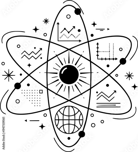 Abstract Atom with Business Data Graphics