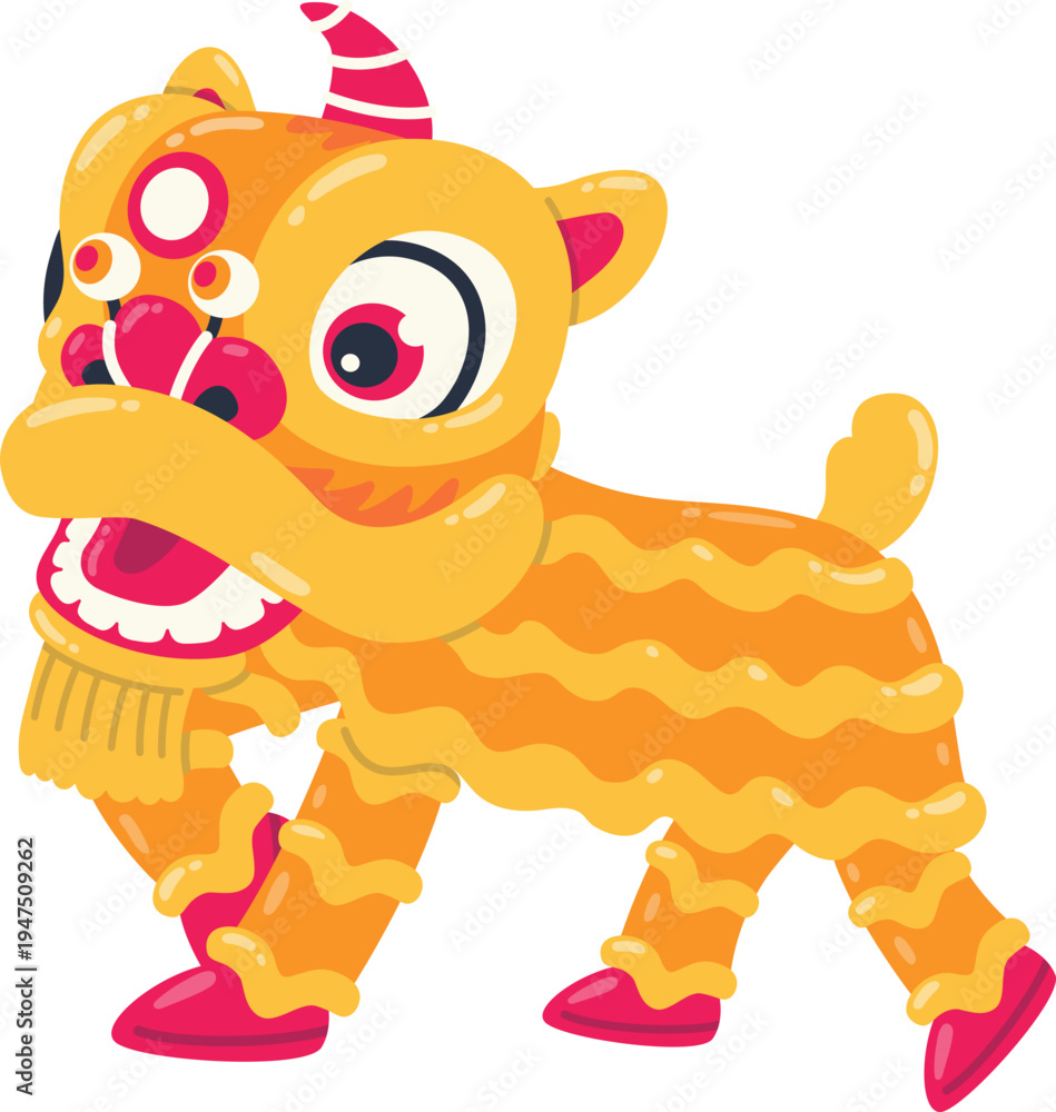 Naklejka premium Traditional Chinese Lion Dance Decoration