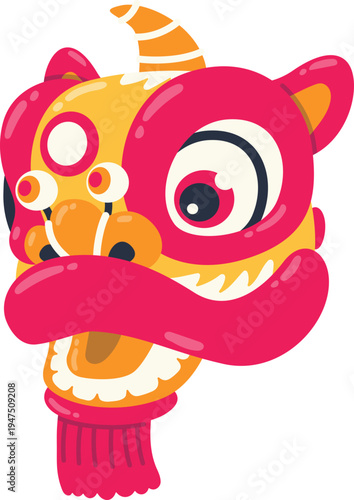 Chinese Lion Dance Mascot Illustration