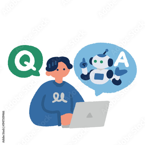 AIチャット＿人工知能に質問をする男性