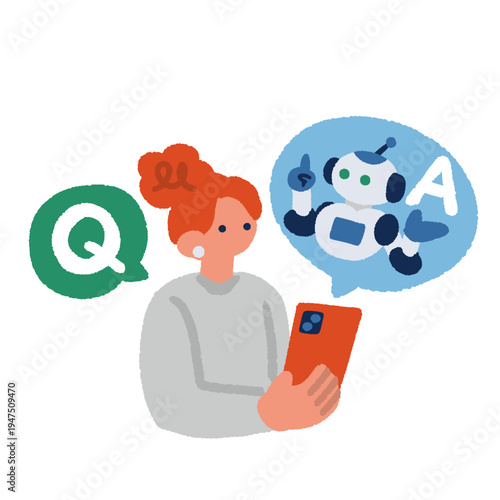 AIチャット＿人工知能に質問をする女性