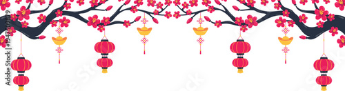 Chinese Lantern And Flower Border Ornament