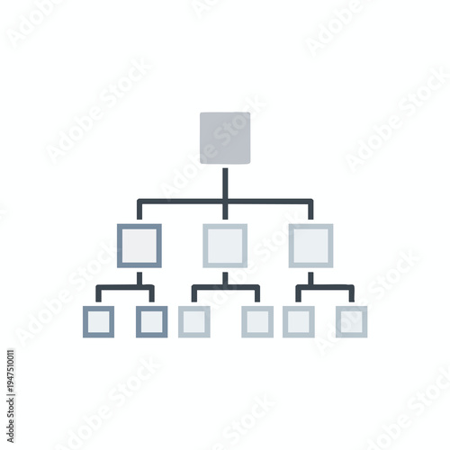 A gray hierarchical flowchart diagram with squares connected by lines