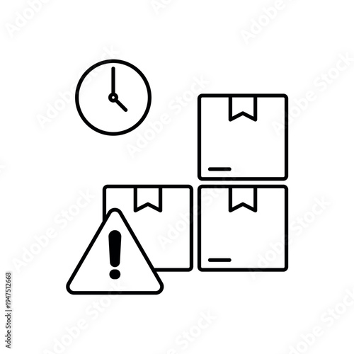 icon a limited supply with stacked boxes and warning alert, isolated against a clean background.