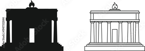 Brandenburg gate monochrome illustrations Vector