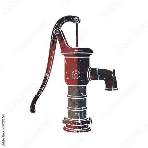 Vintage Water Pump Illustration