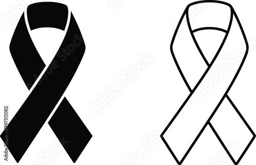 Awareness ribbons black and white Vector