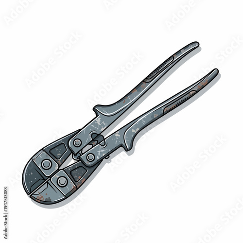 Bolt cutters, metal tool, industrial, illustration