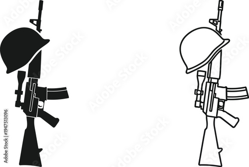 Soldiers with guns and helmets Vector