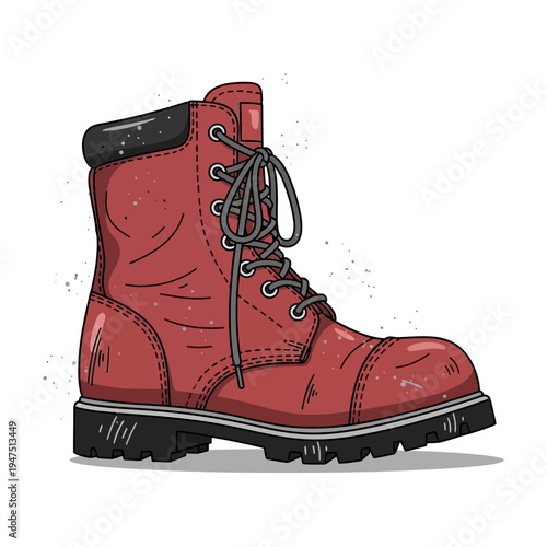 Red Work Boot Illustration