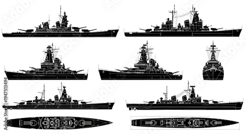 Historic Heavy Cruiser Warship Naval Illustration