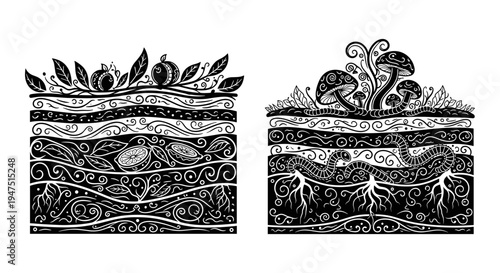 Intricate carved wooden panels showcasing floral and geometric patterns Vector, illustration