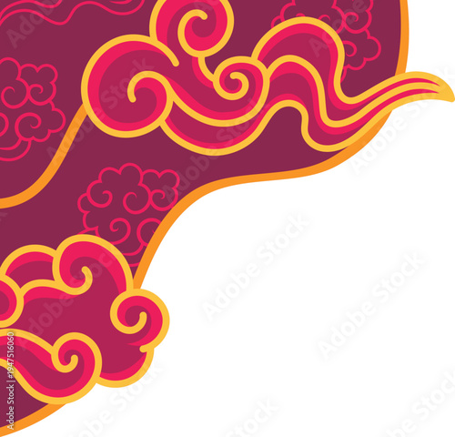 Corner Decorative with Chinese Cloud Pattern Element