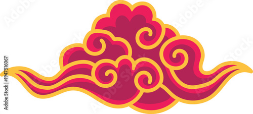 Stylized Chinese Cloud Decorative Element
