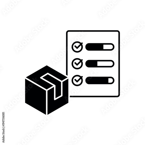 icon a product poll with package box and selection checkmarks, isolated against a clean background.