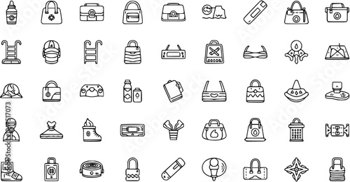 Hand-Drawn Doodle Icons Collection: Travel, Bags, Fashion Accessories  Everyday Items