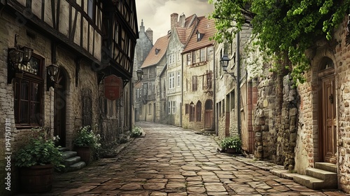 Charming old town street alley 3d wall mural home wallpaper
