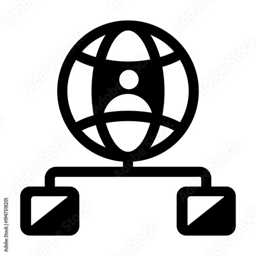A glyph icon of global network
