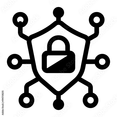 A solid style icon depicting secure network