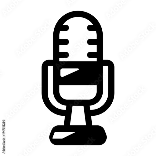 A solid style icon depicting podcast mic