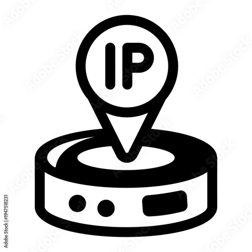 A solid style icon depicting ip address