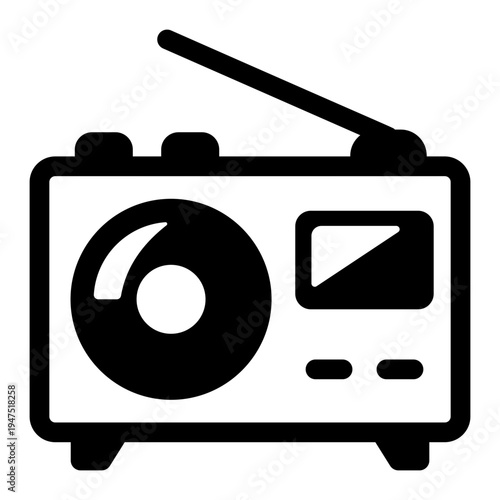 A filled style icon showing radio broadcast