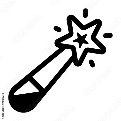 Filled style icon showing a magic wand