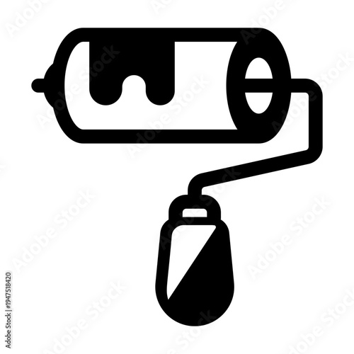 A solid style icon of a paint roller