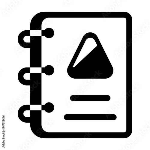 Filled style icon depicting a sketchbook