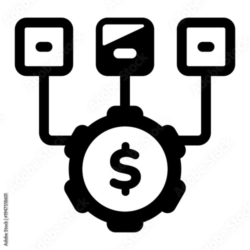 Glyph icon depicting a finance management system