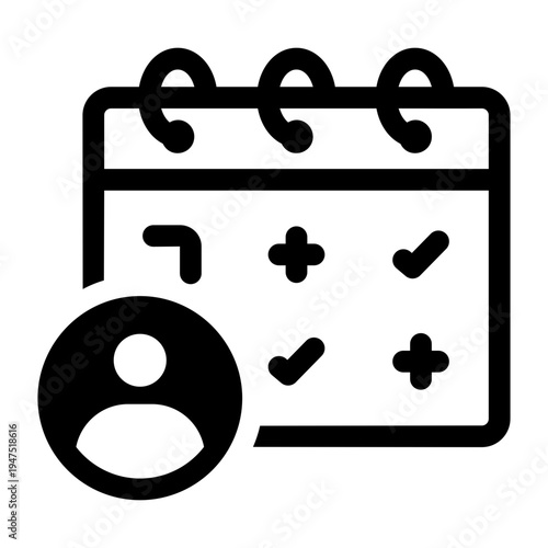 A solid style icon of an attendance tracking sheet