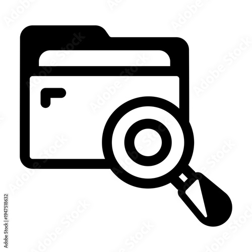 Glyph icon depicting a searching file