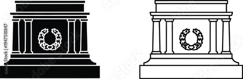 Clock on ancient greek column Vector