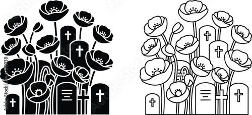 Graveyard silhouette cemetery crosses Vector