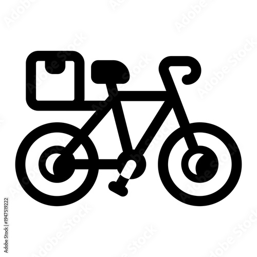 A solid style icon depicting bicycle delivery