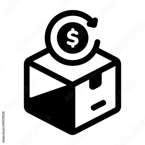 A glyph icon of refund