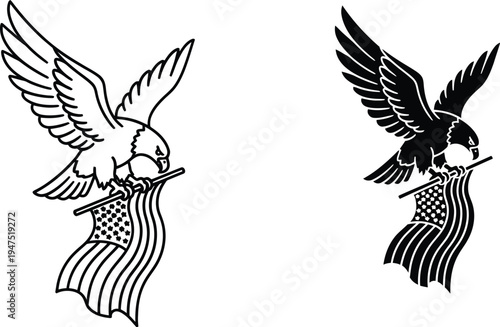 Tattoo birds in flight with ribbons Vector