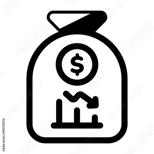 A filled style icon showing financial loss