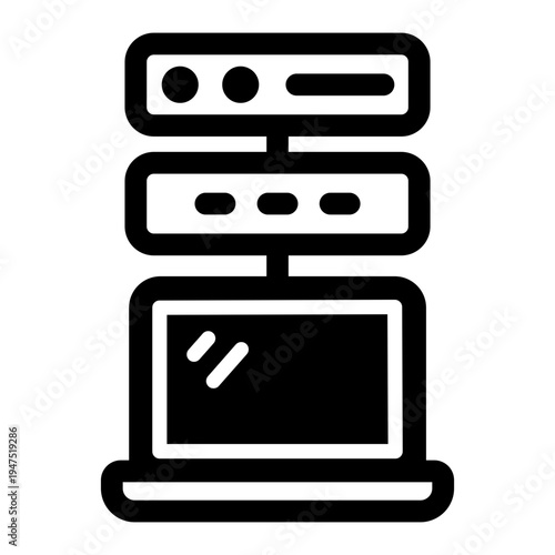 A glyph style icon showing a hosting server