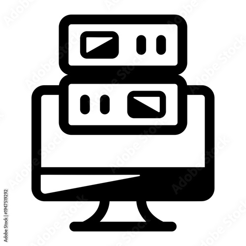 Solid style icon depicting a web server
