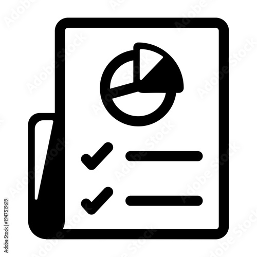 Filled style icon showing marketing report