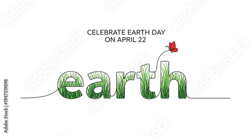 Celebrate earth day on april 22nd with a butterfly and grass