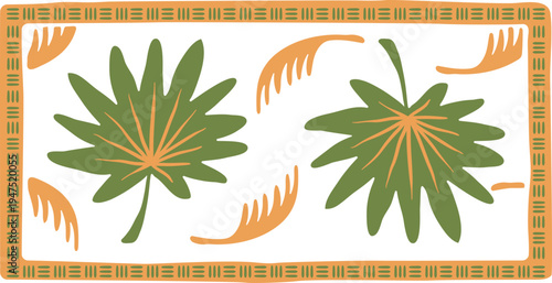 Exotic Leaf Shapes Forming A Soft Tropical Patchwork Pattern