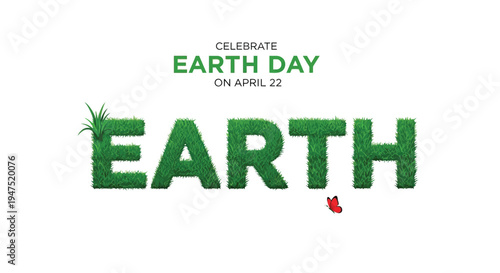 Celebrate earth day on april 22nd with a grass lettered design