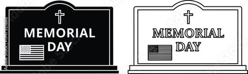 Memorial day tombstones Vector