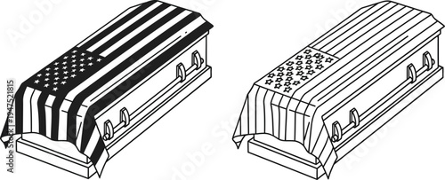 American flag coffins patriotic funeral Vector
