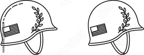 American military helmet with laurel wreath emblem Vector
